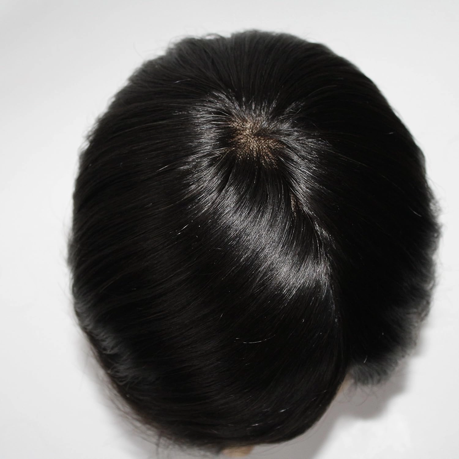 Toupee for Men Wigs Hair piece Male Hair Unit Bolding Man Replacement 100% Human Hair Mono Lace With Npu Around Lace Systems 6x8 Inch 6 Inch Length Color 1B Off Black