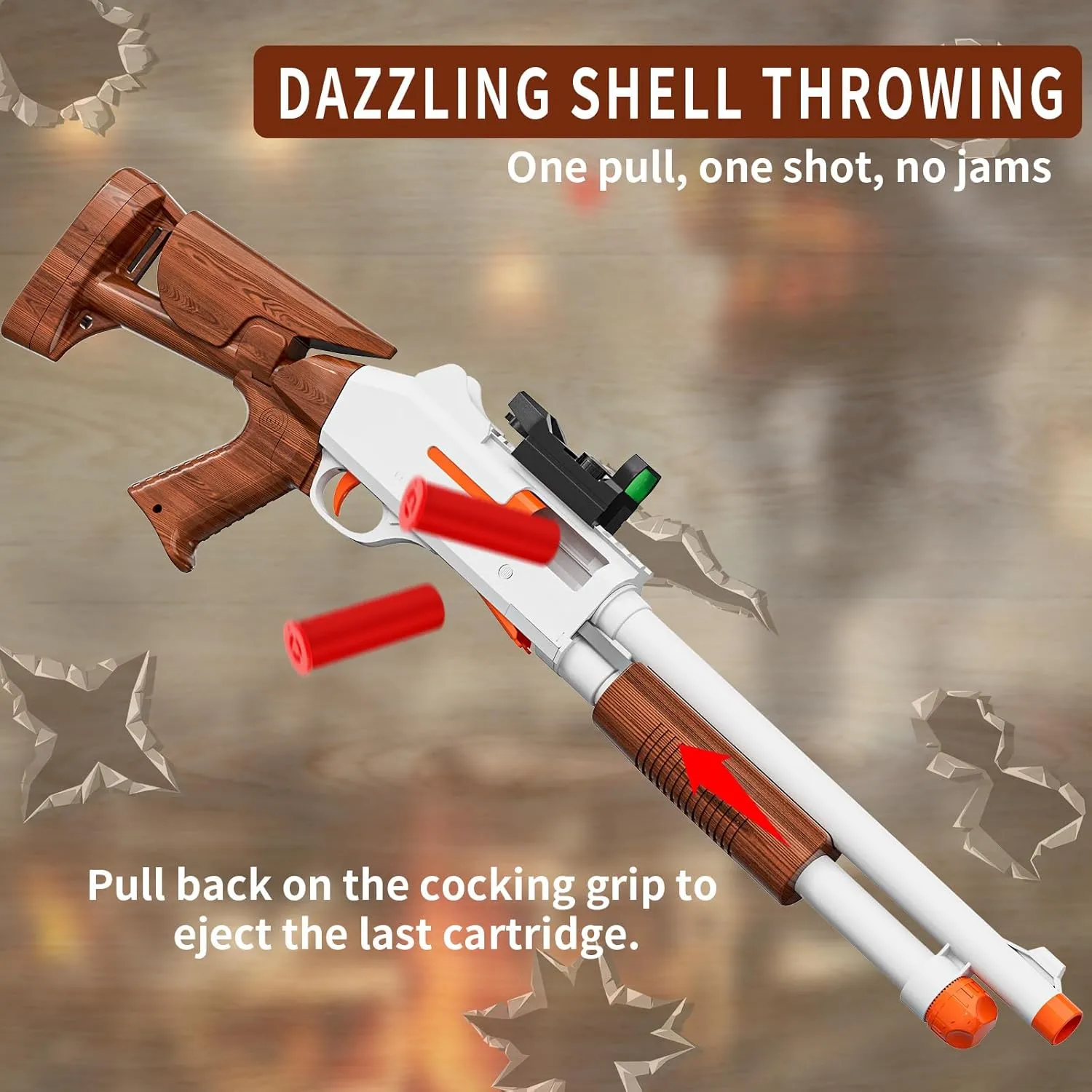 Toy Gun Models Foam Blasters (33-Inch) Soft Bullet Shotgun,Empty Shell Ejecting Design [with10 Shell 40 Soft Darts] Perfect for Indoor and Outdoor Play (Brown)