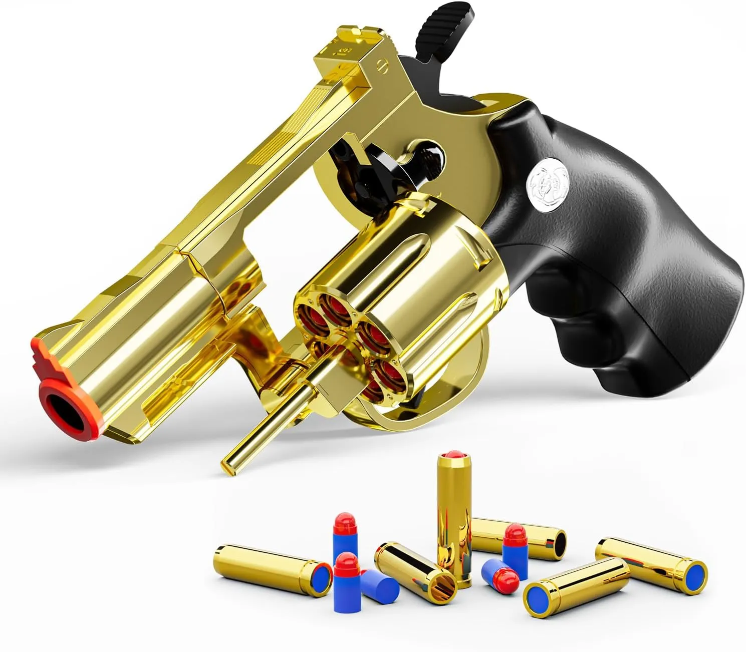 Toy Gun，Soft Bullet Revolver, Game Slingshot Toy Gun, Foam Blaster with Sponge Bullets, for Children Ages 8 and up (Golden)