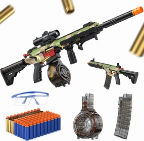Toy Gun Automatic Sniper Rifle for Soft Bullets, Shell Ejecting Toy Foam Blaster with 60 Darts, 2 Modes Burst Electric Toy Gun Birthday Chritmas Gift for 8  Year Old Boys, WildJungle