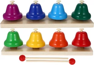 Toyvian Desk Bells for Kids 8 Notes Colorful Hand Bells Bells Hammer Toy Educational Musical Instrument Birthday for Kids Children Toddlers