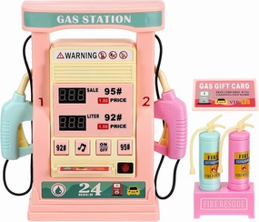 Toyvian Gas Station Toy Simulation Miniature Gas Station Playset for Boy Girl with Talking Feature Assembly and Interactive Fueling Fun Educational Toy for Boys and Girls