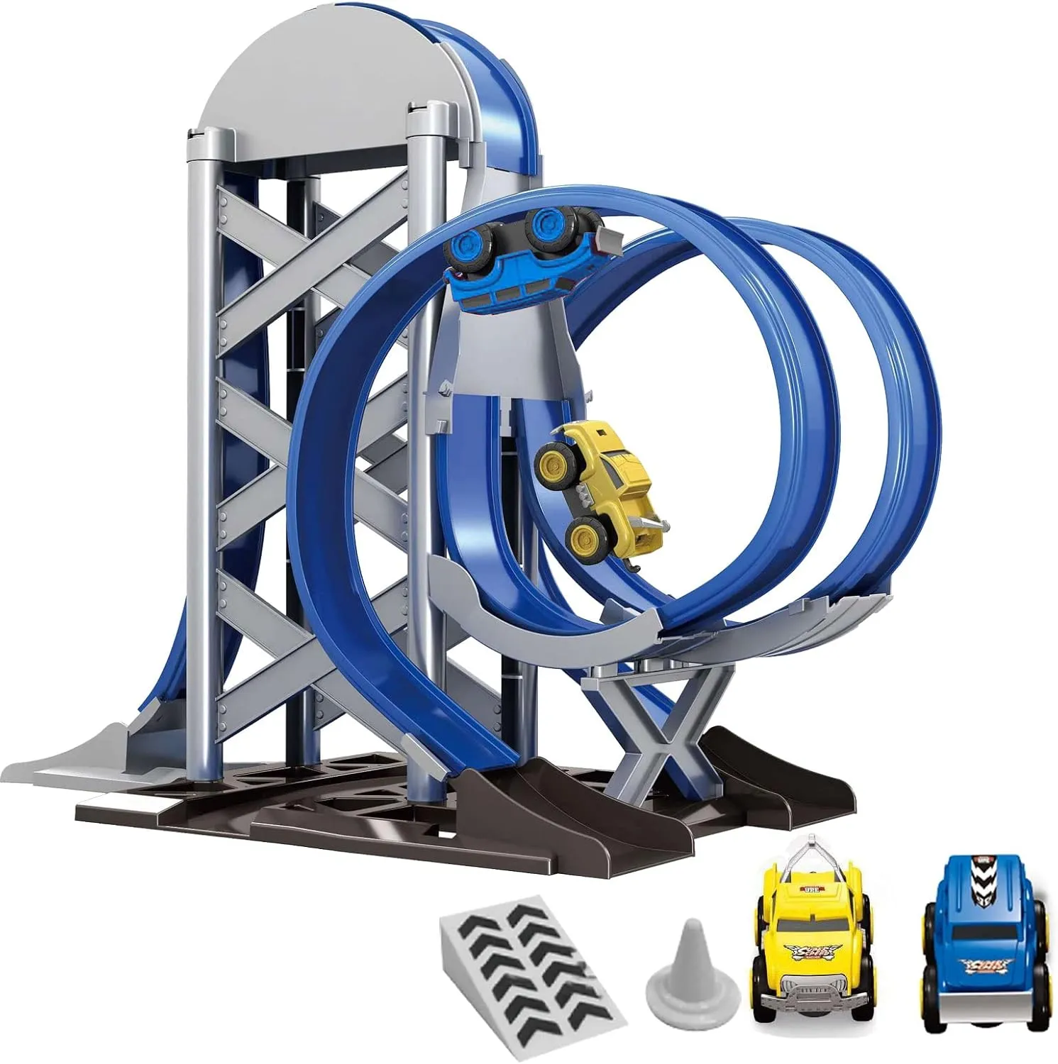 Track car，Vehicle Set Toys for Kids, Flexible Railway Tracks Roller Coaster Playset, Push Operated Toy Train with Light and Sound