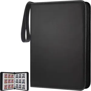 Trading Card Binder 9 Pocket with 50 Sleeves, 900 Pockets Trading Card Holder Book Compatible with TCG Sports Star MTG Cards Black