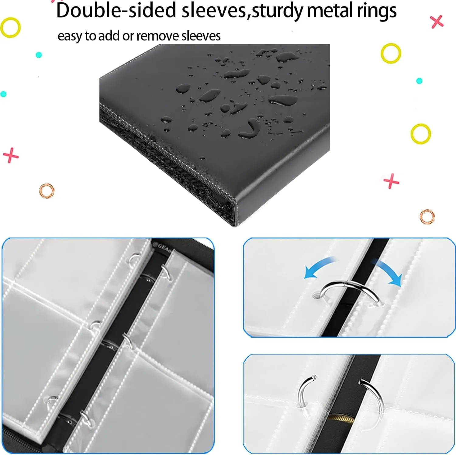 Trading Card Binder 9 Pocket with 50 Sleeves, 900 Pockets Trading Card Holder Book Compatible with TCG Sports Star MTG Cards Black