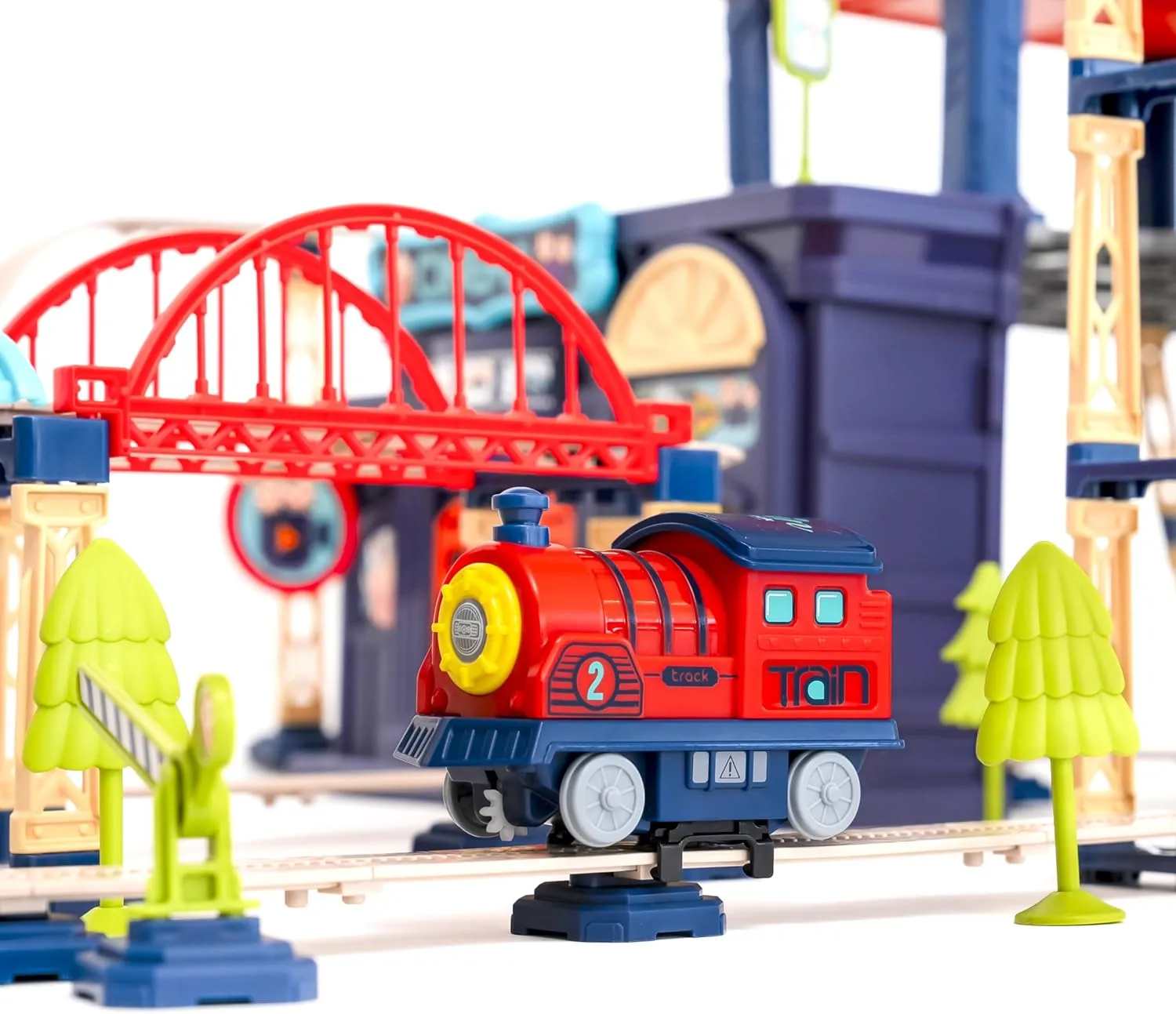 Train Track Set for Toddlers & Kids – 206 PCS Train Tracks w/Reversible Curves, Bridges, Ramps – STEM Learning Toy for 3-7 Year Old Boys & Girls – Great Birthday, Idea