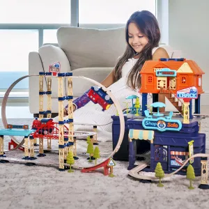 Train Track Set for Toddlers & Kids – 206 PCS Train Tracks w/Reversible Curves, Bridges, Ramps – STEM Learning Toy for 3-7 Year Old Boys & Girls – Great Birthday, Idea