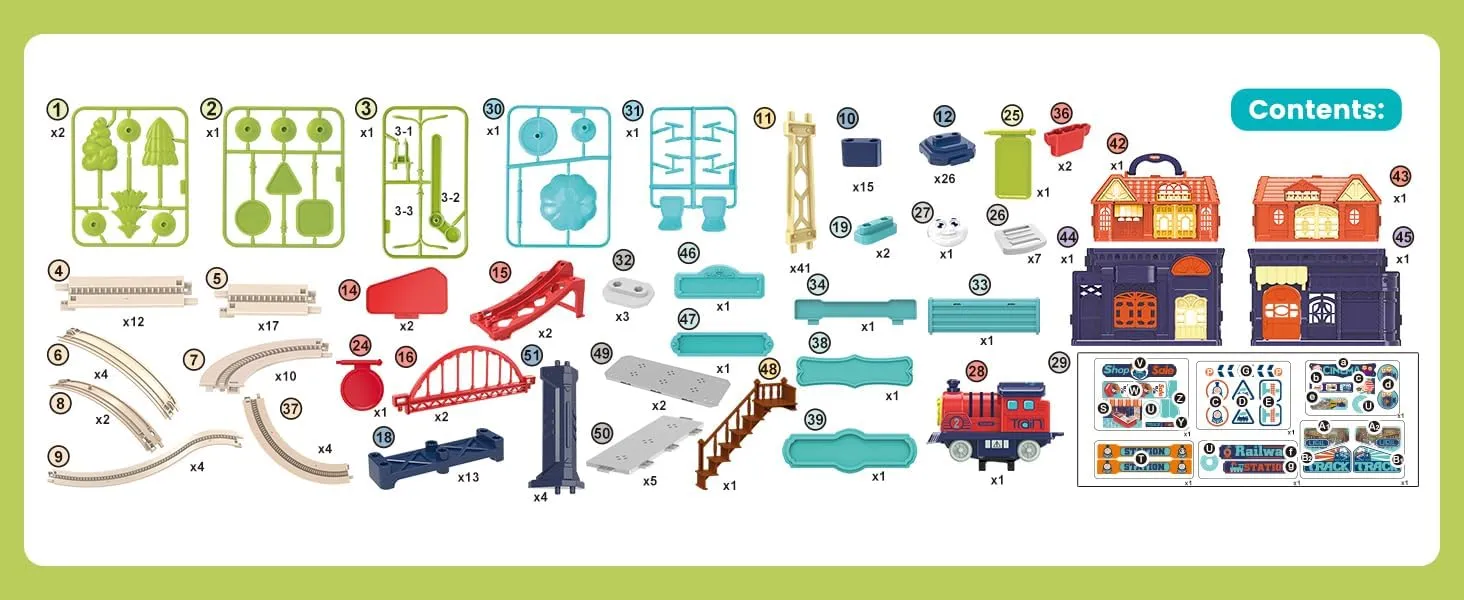 Train Track Set for Toddlers & Kids – 206 PCS Train Tracks w/Reversible Curves, Bridges, Ramps – STEM Learning Toy for 3-7 Year Old Boys & Girls – Great Birthday, Idea