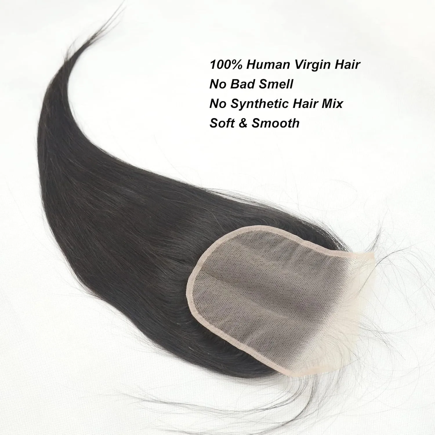 Transparent Lace 5x5 Lace Closure 18 inch Human Hair Straight with Baby Hair Bleached Knots Hairpieces