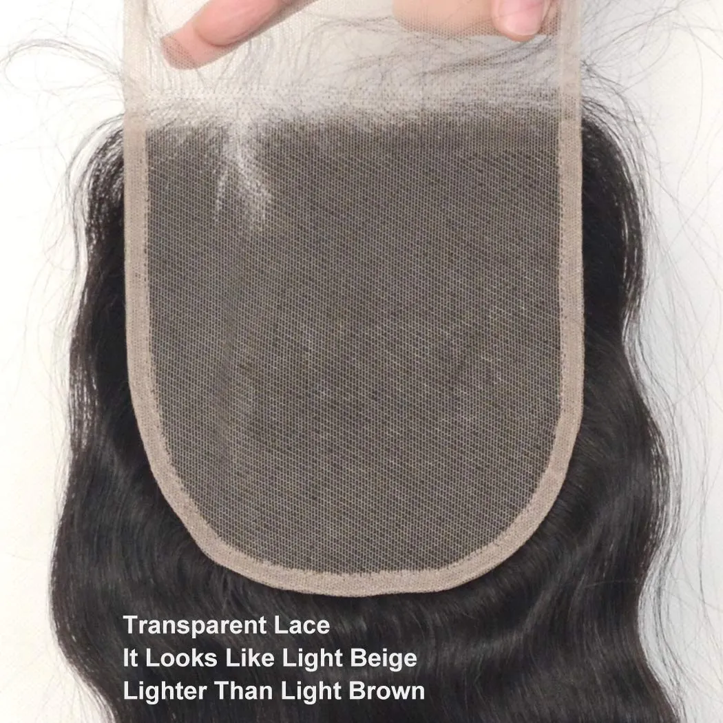 Transparent Lace 5x5 Lace Closure 18 inch Human Hair Straight with Baby Hair Bleached Knots Hairpieces