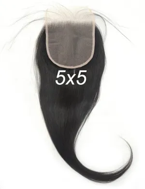 Transparent Lace 5x5 Lace Closure 18 inch Human Hair Straight with Baby Hair Bleached Knots Hairpieces