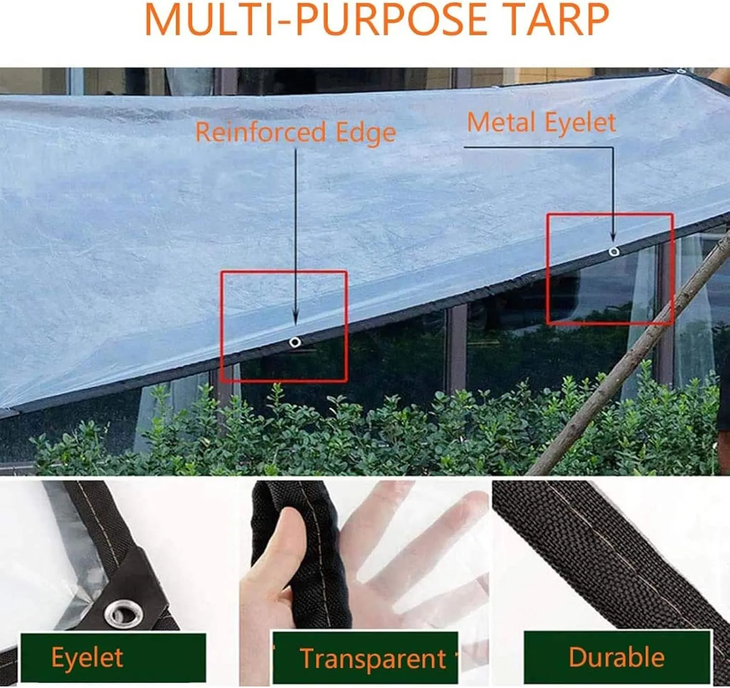 Transparent Tarp Waterproof 20x26ft, Clear Tarpaulin Cover Waterproof, Tarps Heavy Duty Waterproof, with Metal Grommets, Reinforced Corners with Grommets, Multi-Purpose Tarp