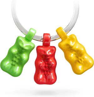 Troika Keyring with 3 HARIBO Goldbear charms, – HARIBO TRIO – cast metal – green, red, yellow