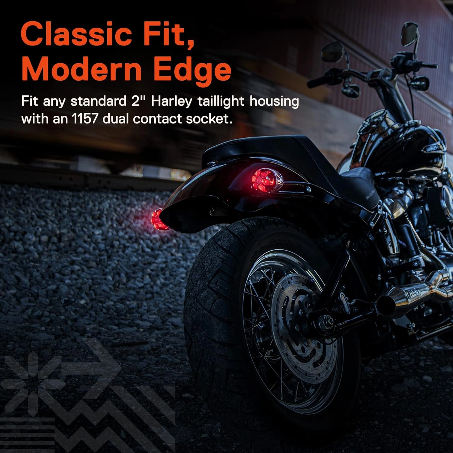 TRUE MODS 2" 1157 Rear LED Red Turn Signal/Brake/Tail Light for Harley Davidson [Smoked Lens] [Chrome-Finish] [Radial Design] Tail Light Sportster Street Road Glide King Dyna Softail Fatboy Electra
