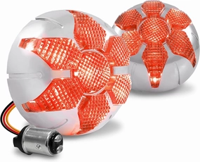 TRUE MODS 2" 1157 Rear LED Red Turn Signal/Brake/Tail Light for Harley Davidson [Smoked Lens] [Chrome-Finish] [Radial Design] Tail Light Sportster Street Road Glide King Dyna Softail Fatboy Electra