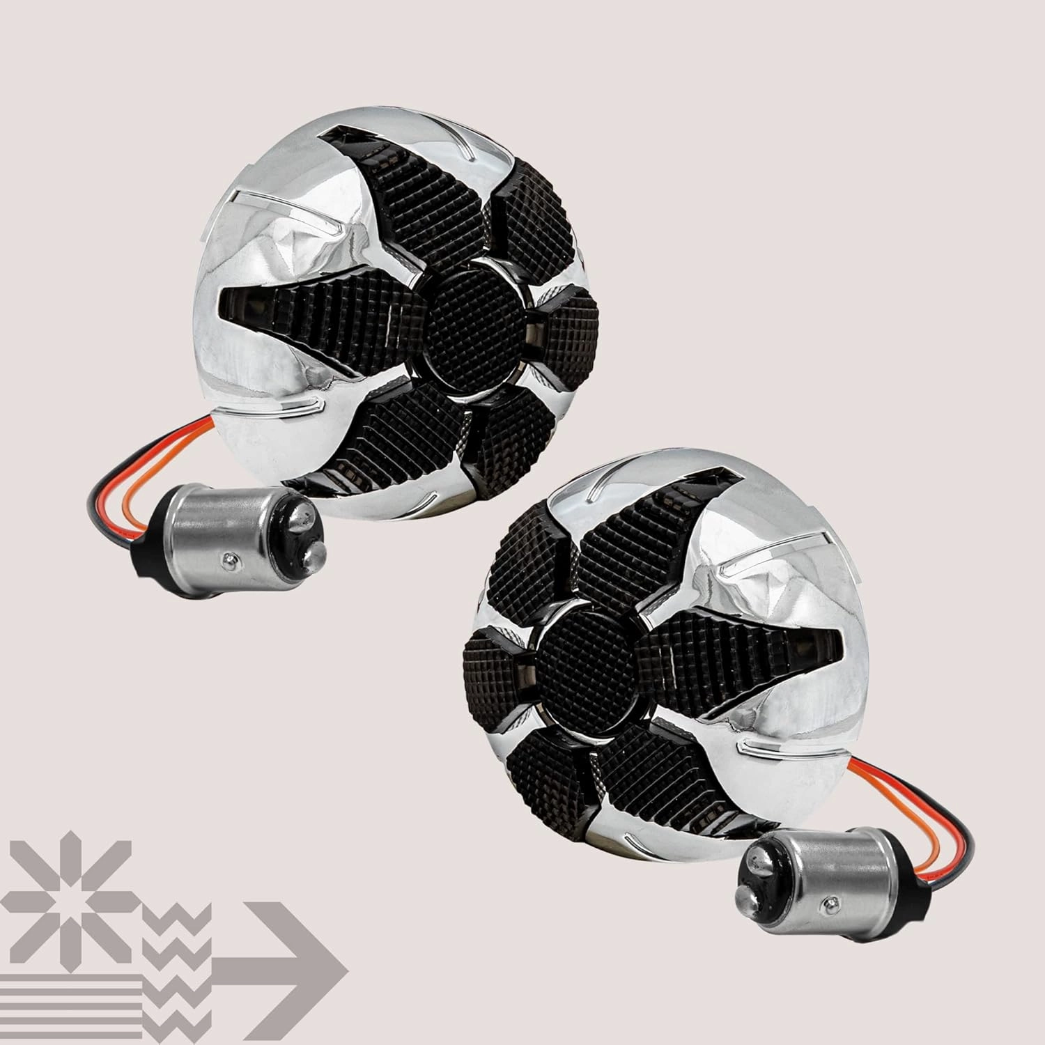 TRUE MODS 2" 1157 Rear LED Red Turn Signal/Brake/Tail Light for Harley Davidson [Smoked Lens] [Chrome-Finish] [Radial Design] Tail Light Sportster Street Road Glide King Dyna Softail Fatboy Electra