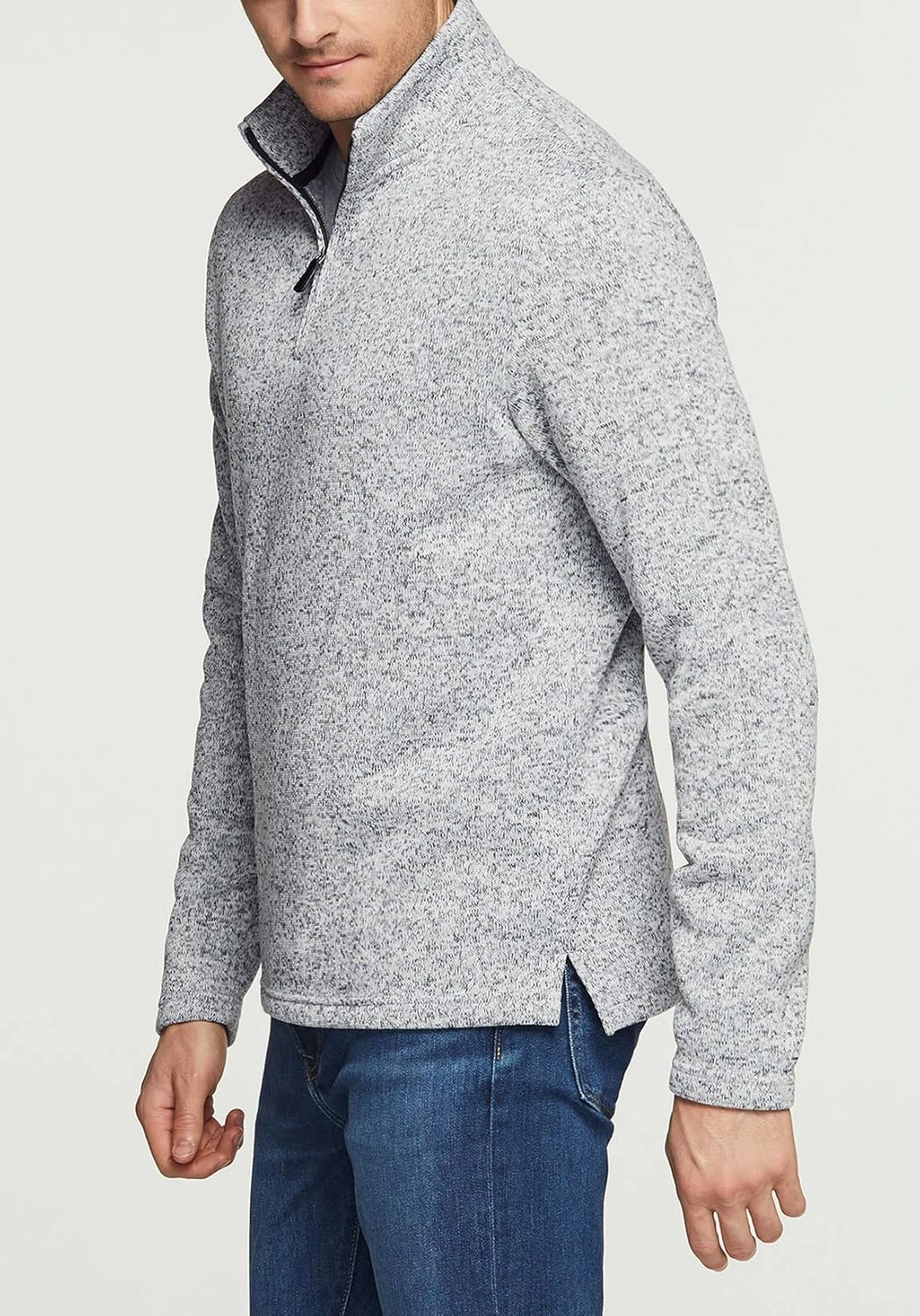 TSLA Men's Quarter Zip Thermal Fleece Lined Sweater, Winter Lightweight Soft Pullover Collar Sweatshirt