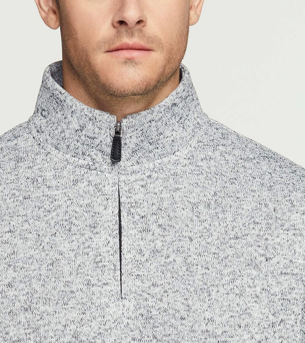 TSLA Men's Quarter Zip Thermal Fleece Lined Sweater, Winter Lightweight Soft Pullover Collar Sweatshirt