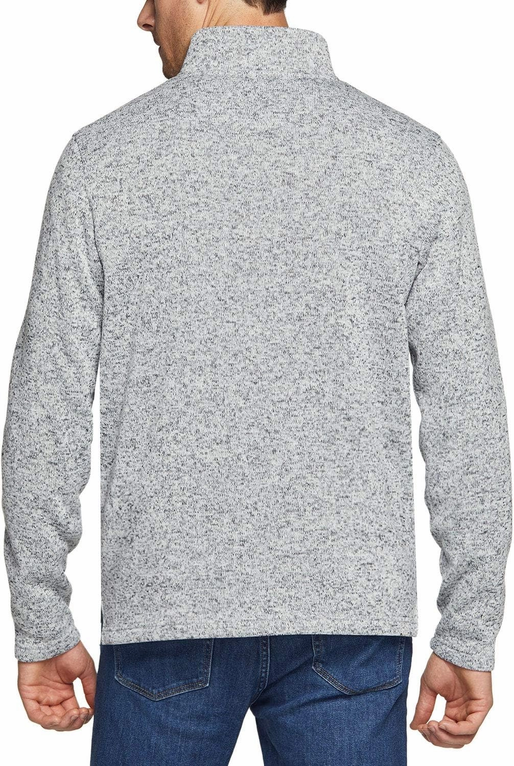 TSLA Men's Quarter Zip Thermal Fleece Lined Sweater, Winter Lightweight Soft Pullover Collar Sweatshirt