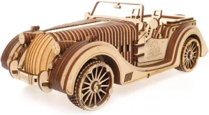 UGEARS VM-01 Roadster Vehicle – 3D Wooden car DYI – Fun Projects for Adults– 3D Mechanical Working Model Idea – Plywood Material with Transmission Integrated – Great Gift for Car Lovers