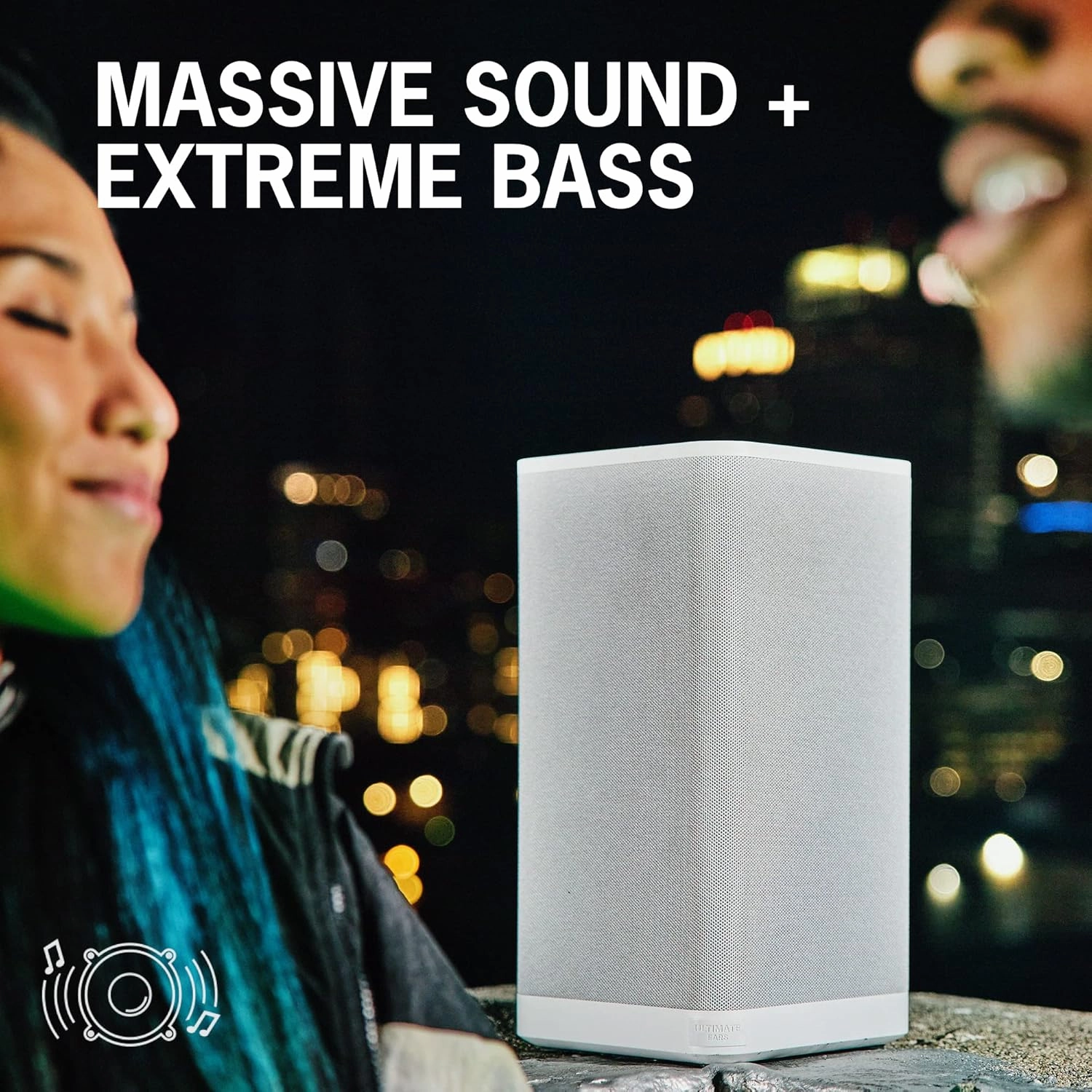 Ultimate Ears HYPERBOOM Portable Bluetooth Speaker - Loud Wireless Speaker with Big Bass, Water-Resistant IPX4, 150 Ft Range, 24-Hour Battery Life - White (Renewed)