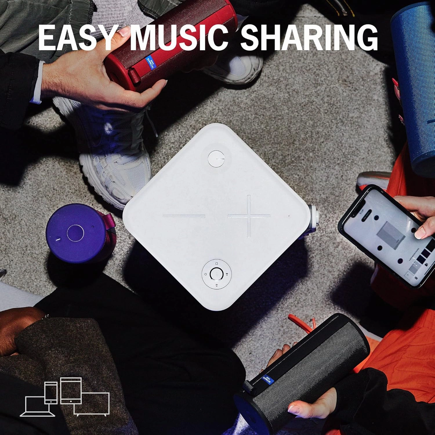 Ultimate Ears HYPERBOOM Portable Bluetooth Speaker - Loud Wireless Speaker with Big Bass, Water-Resistant IPX4, 150 Ft Range, 24-Hour Battery Life - White (Renewed)