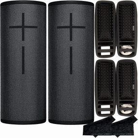 Ultimate Ears MEGABOOM 3 Wireless Portable Waterproof Bluetooth Speaker, 2 Pack with 360 Degree Sound, Deep Bass, Party UP via Boom App with Signature Series Shockproof Case