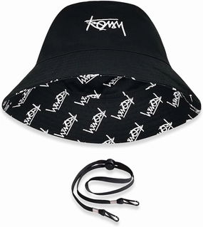 Unisex Reversible Bucket Hat Double-Sided Print Cotton Fisherman Hat with Detachable String Foldable Summer Sun Hat