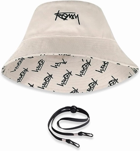 Unisex Reversible Bucket Hat Double-Sided Print Cotton Fisherman Hat with Detachable String Foldable Summer Sun Hat