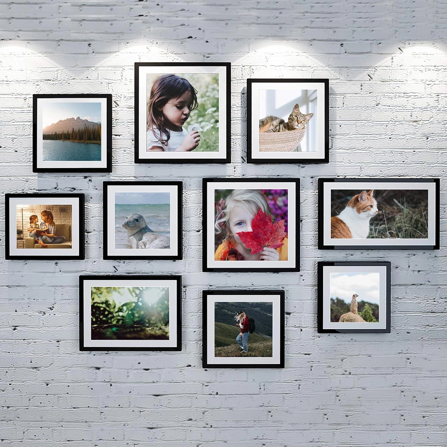 upsimples 12x18 Picture Frame Set of 5, Display Pictures 11x17 with Mat or 12 x 18 Without, Wall Gallery Poster Frames, Black