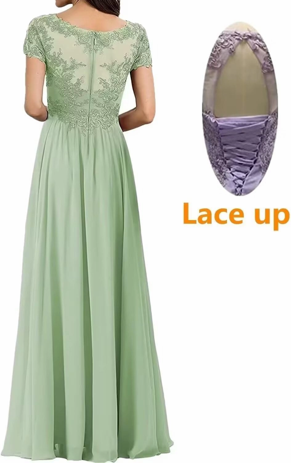 V Neck Mother of The Bride Dress Long Wedding Guests Dresses for Women Lace Appliques Chiffon Formal Evening Party Gowns