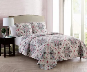 VCNY Home - Quilt Set, Reversible Medallion Bedding with Matching Shams, Cozy Room Decor (Wyndham Blue, Full/Queen)