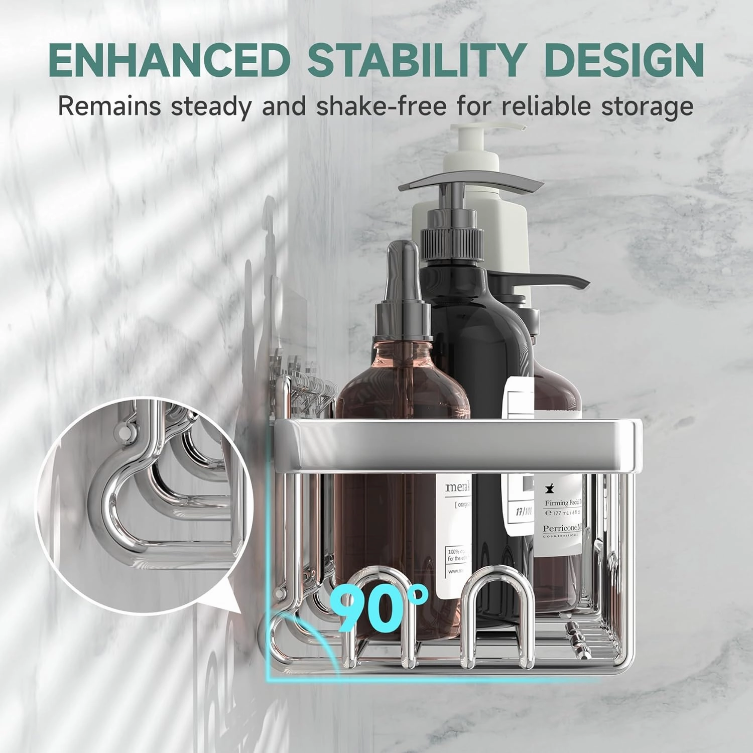 Veken Stainless Steel Shower Caddy 6-Pack, Ideal for Gift, Large Wall Mounted Shower Rack, Bathroom Shelves Over Toilet, Organizer Storage Accessories with Soap Dish & Toothbrush Holder, Silver
