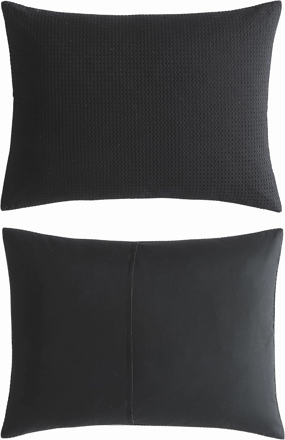 Vera Wang - King Comforter Set, Luxury Cotton Bedding Set with Matching Shams, Chic Room Essentials (Waffle Pique Black, King)
