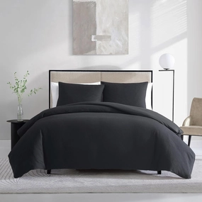 Vera Wang - King Comforter Set, Luxury Cotton Bedding Set with Matching Shams, Chic Room Essentials (Waffle Pique Black, King)
