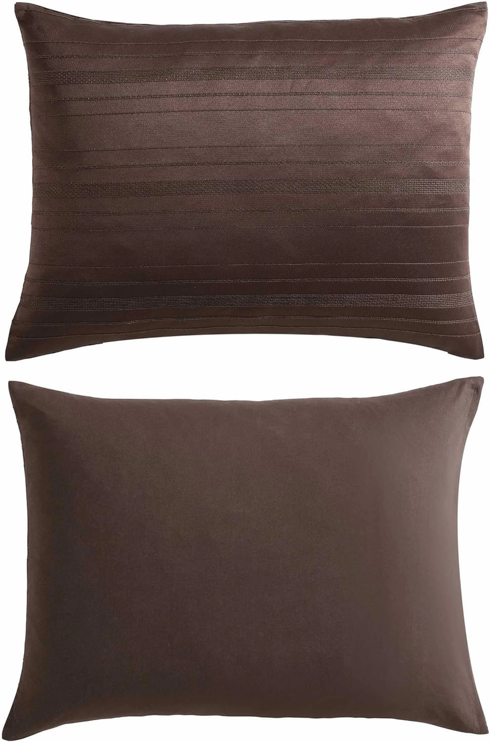 Vera Wang - King Comforter Set, Luxury Textured Weave Bedding Set with Matching Shams, Chic Room Essentials, Oeko-Tex Certified (Illusion Lines Brown, King)