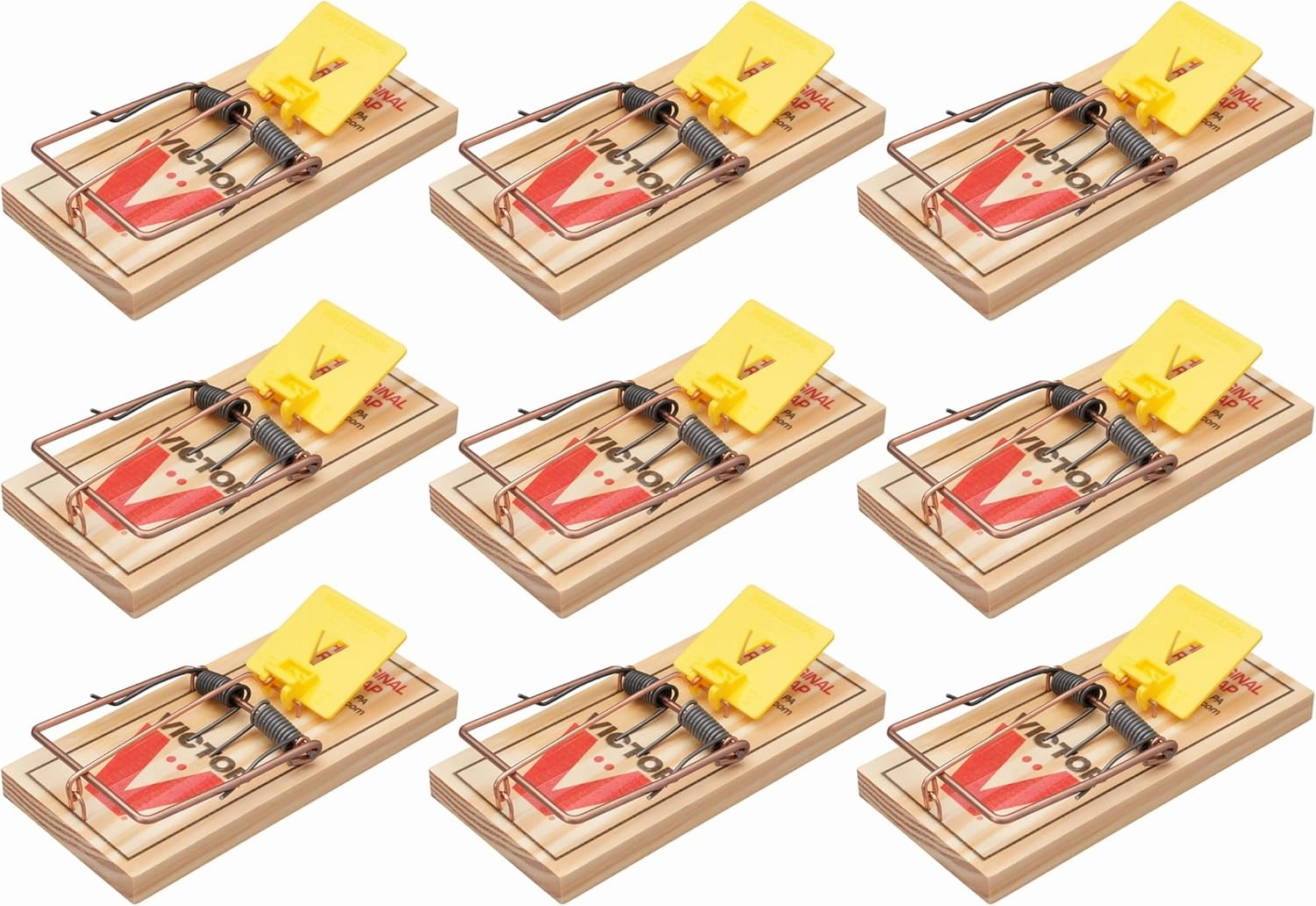 Victor M205-9 Easy Set Plastic Pedal Sustainably Sourced FSC Wood Humane Snap Rat Trap - 9 Wooden Traps