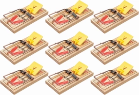 Victor M205-9 Easy Set Plastic Pedal Sustainably Sourced FSC Wood Humane Snap Rat Trap - 9 Wooden Traps