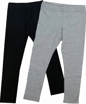 VIGOSS Girls' 2 Pack Soft Cotton Leggings (Black/Grey, 7/8)