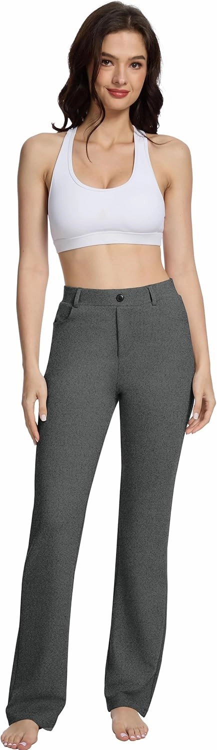 VIMPEP 2024 Fall Women’s Classic Yoga Dress Pants High Rise Straight Soft Feeling Pull On Work Yoga Pants for Casual 2202