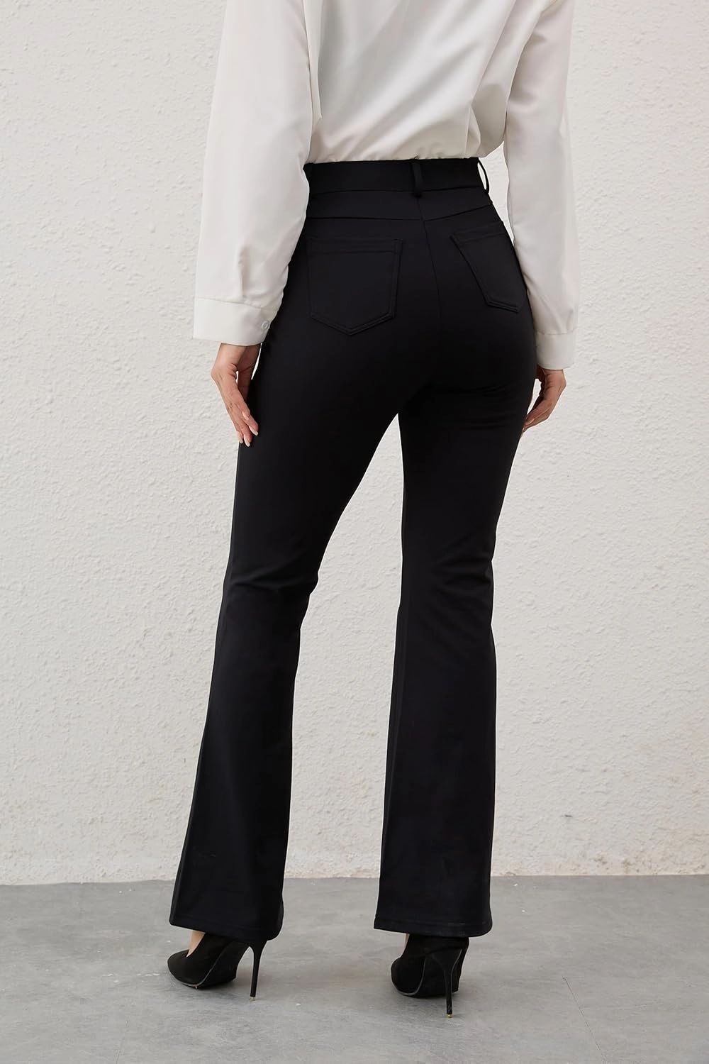 VIMPEP Fleece Lined Dress Pants for Women High Rise Flare Soft Feeling Pull On Work Yoga Pants for Cold Weather 1102