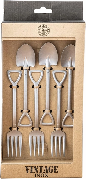 VINTAGE INOX A-2 Vintage Camping Tableware Set, Made in Japan, Outdoor, Camping, Glamping, Velvelling, Aging Treatment, Shatterproof, Dishwasher Safe