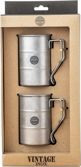 VINTAGE INOX B-2 Vintage Camping Tableware Set, Made in Japan, Outdoor, Camping, Glamping, Velvelling, Aging Treatment, Shatterproof, Dishwasher Safe