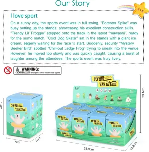Volnau Animal Figurines Toys 8PCS I Love Sport Mystery Box Figures Collectibles for Toddlers Decoration Gift Anime Blind Suprise Box (XX002)
