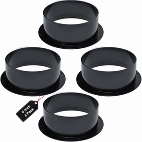 Wadoy 6 Inch Duct Connector Flange (4 Pack), ABS Quality Heating Cooling Ventilation System Air Conditioner Exhaust Hose Flange Wall Mount