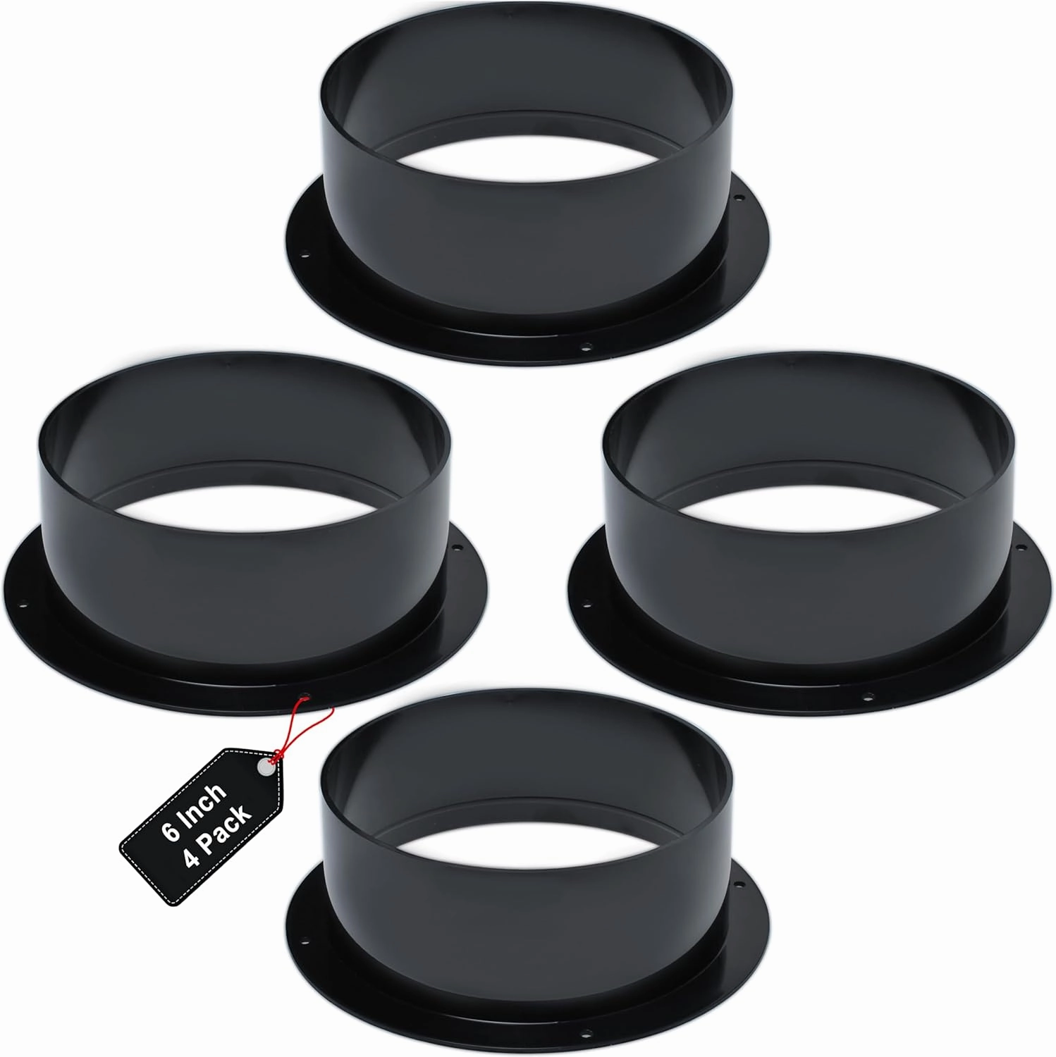 Wadoy 6 Inch Duct Connector Flange (4 Pack), ABS Quality Heating Cooling Ventilation System Air Conditioner Exhaust Hose Flange Wall Mount