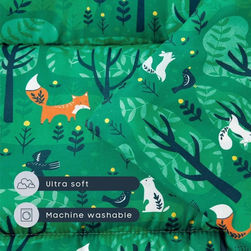 Wake In Cloud - Toddler Nap Mat with Pillow and Blanket, for Kids Boys Girls in Kindergarten Daycare Preschool Pre K, Roll Up Sleeping Bag, Animals Zoo Trees
