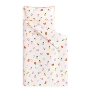 Wake In Cloud - Toddler Nap Mat with Pillow and Blanket, for Kids Girls in Kindergarten Daycare Preschool Pre K, Roll Up Sleeping Bag, Cute Kawaii Strawberry, Light Pink, Standard