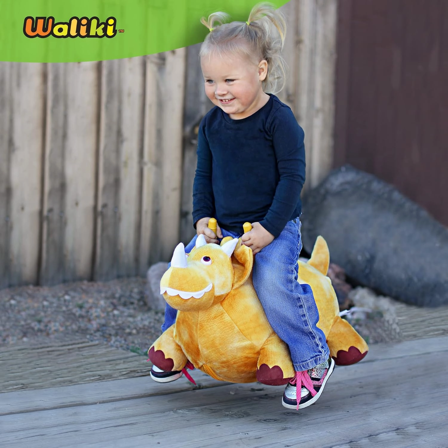 WALIKI Bouncy Horse Hopper | Inflatable Hopping Horse for Kids | Jumping Horse (Triceratops)