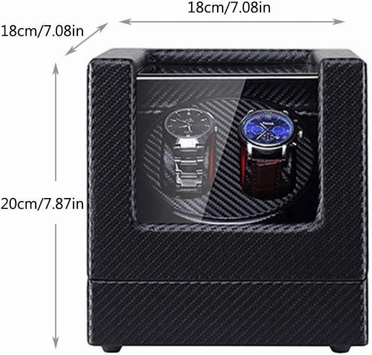 Watch Double Automatic Watch Winder Box LED Switch 5-Speed Adjustment Mode Wooden Luxury Storage Case for 2 Wrist Watches (A)